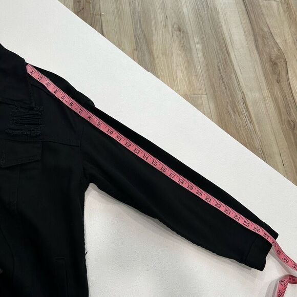 PacSun women black denim jean jacket Size M/L - Picture 6 of 6